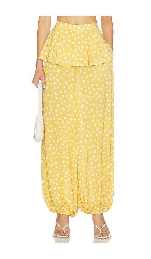 adriana degreas x revolve peplum pant in mustard,white.
