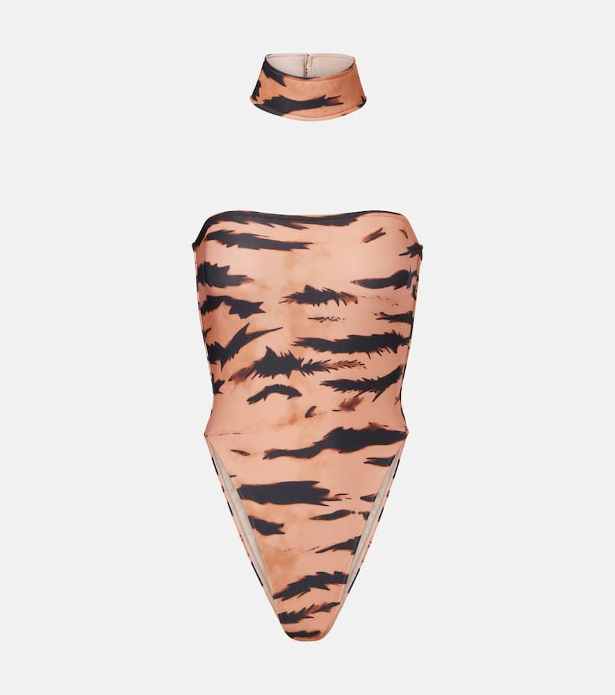 adriana degreas x sabine getty printed strapless swimsuit