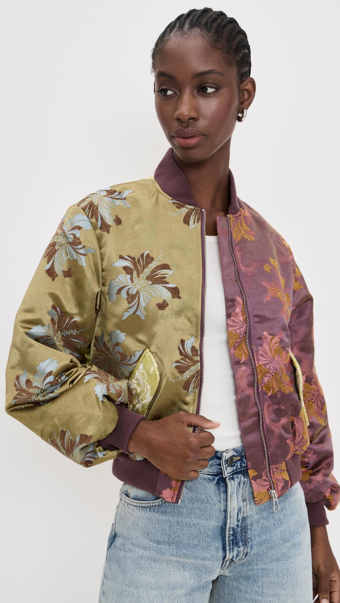 adriana jacquard bomber jacket