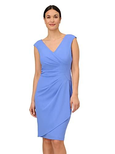 adrianna papell women's crepe draped overlay dress, precious peri, 10