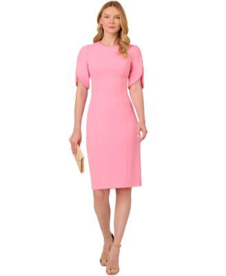 adrianna papell womens imitation pearl trim sheath dress