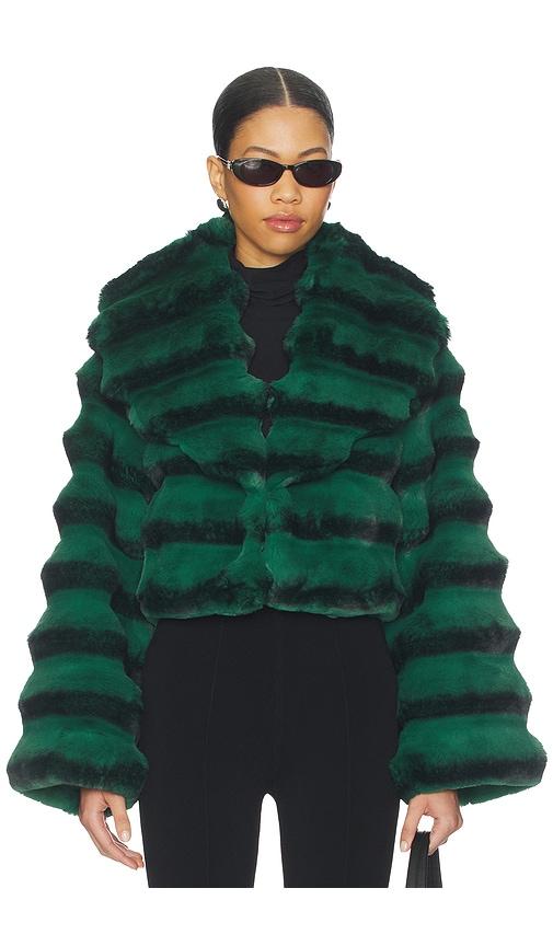adrienne landau chinchilla jacket in green,black.