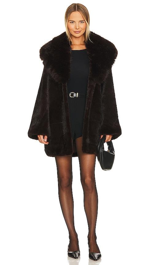 adrienne landau faux fox & mink coat in brown.