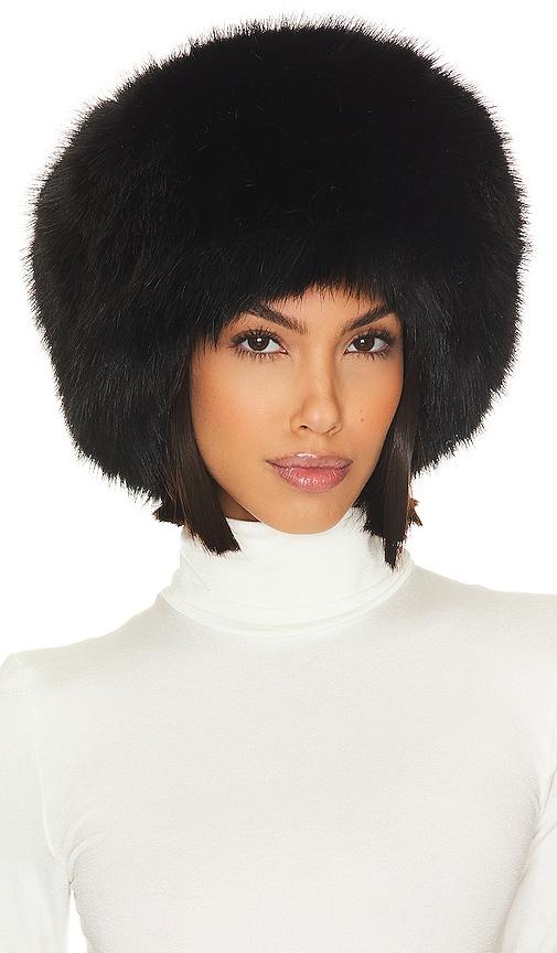 adrienne landau faux fox hat in black.
