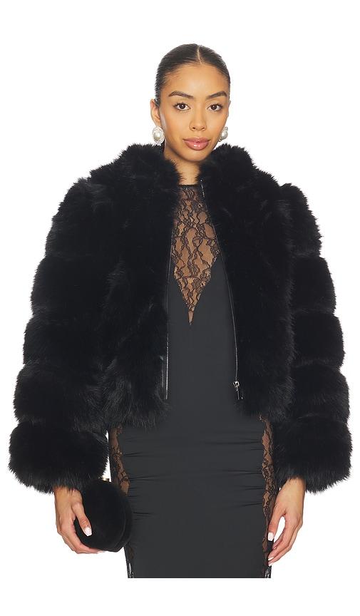 adrienne landau icon fur jacket in black.