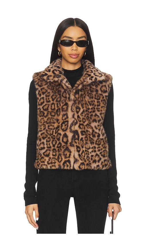adrienne landau printed rabbit vest in brown.