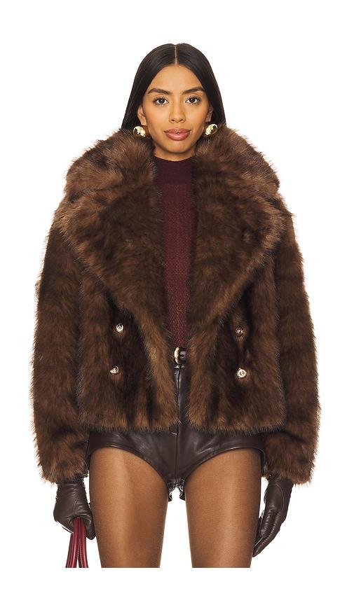adrienne landau the cornelia faux fur peacoat in chocolate.