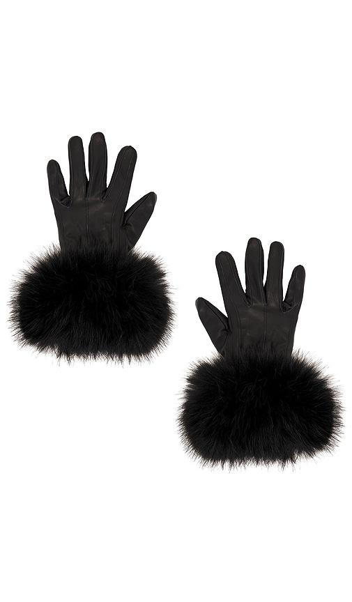 adrienne landau the leather faux fur glove in black.