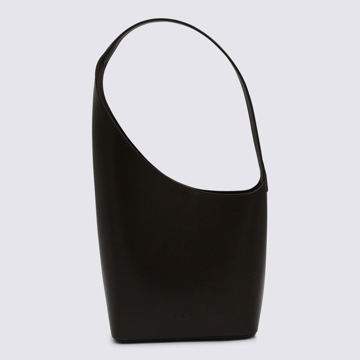 aesther ekme dark brown leather demi lune shoulder bag