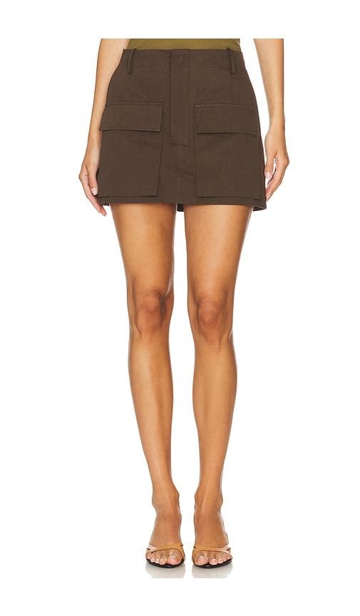 aexae cargo pocket mini skirt in brown.