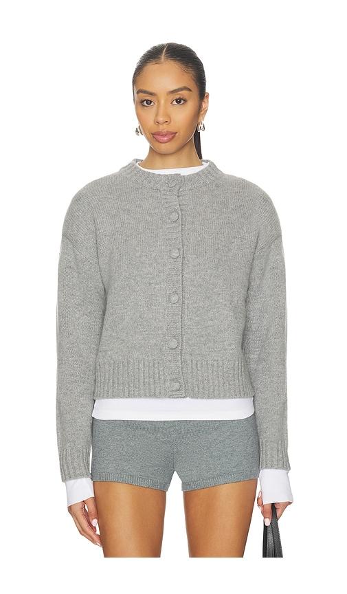 aexae cashmere cable padded cardigan in grey.