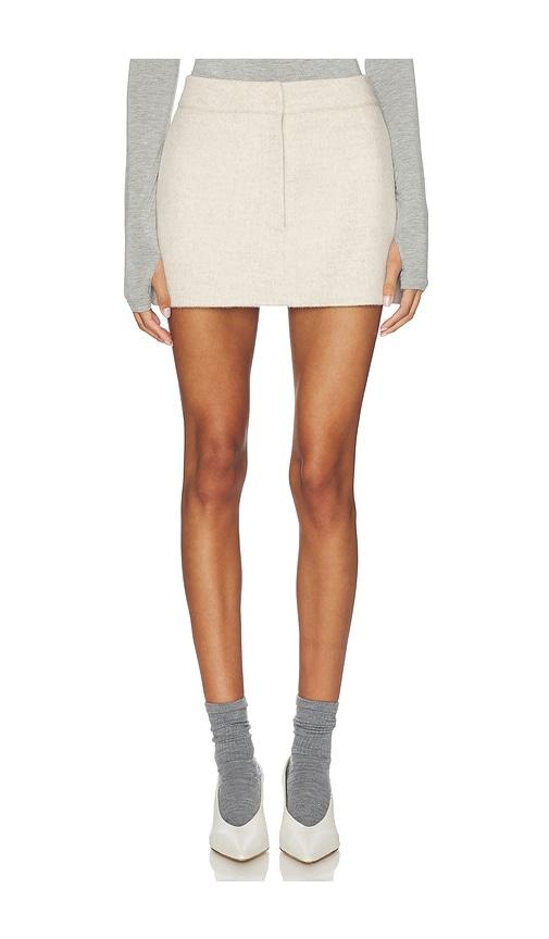 aexae cashmere wool blend mini skirt in beige.