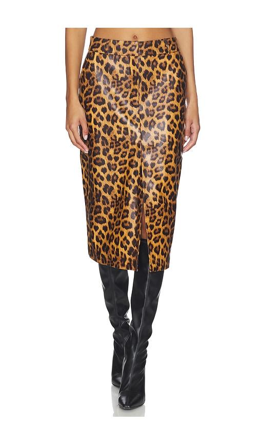 aexae leather maxi skirt in brown.