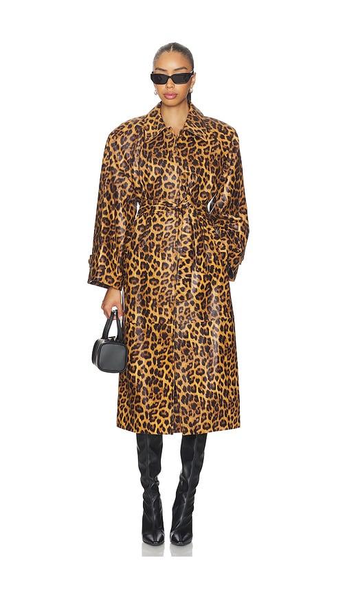 aexae leather padded coat in cognac.