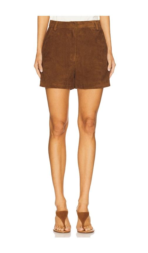 aexae leather suede short in brown.