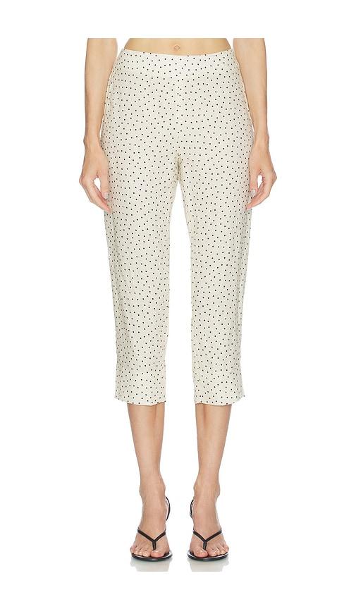 aexae linen capri pant in cream.