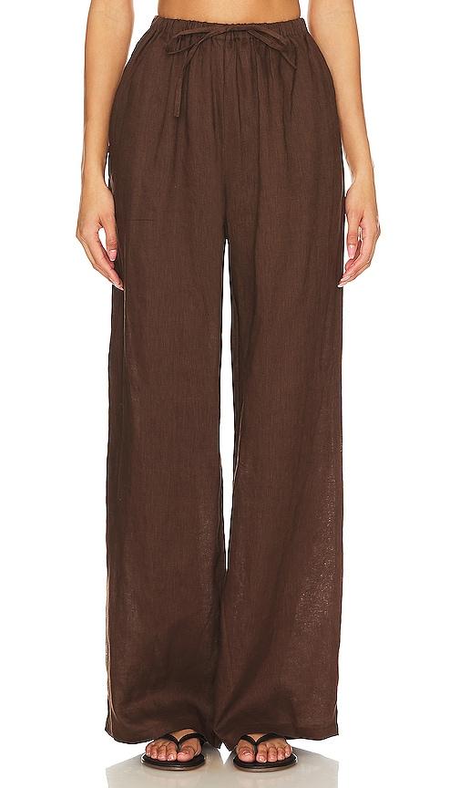 aexae linen drawstring trouser in brown.