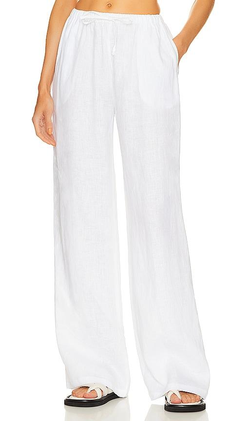 aexae linen drawstring trouser in white.