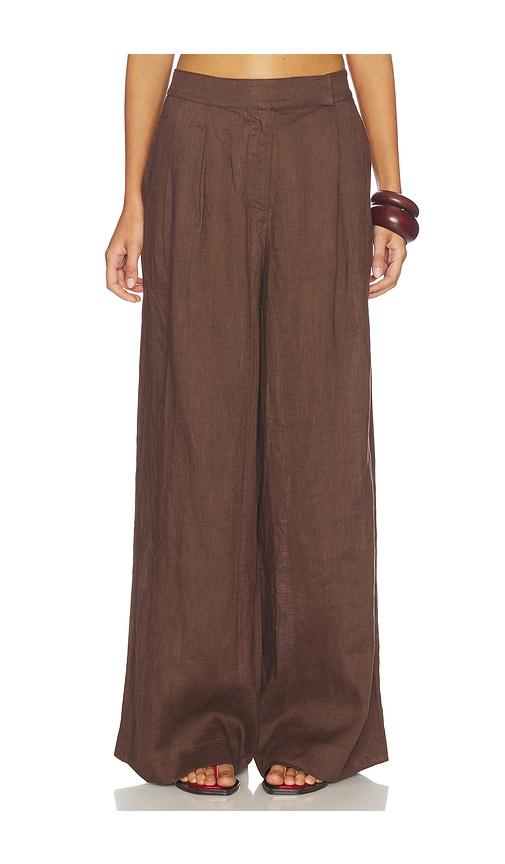 aexae linen palazzo trouser in brown.