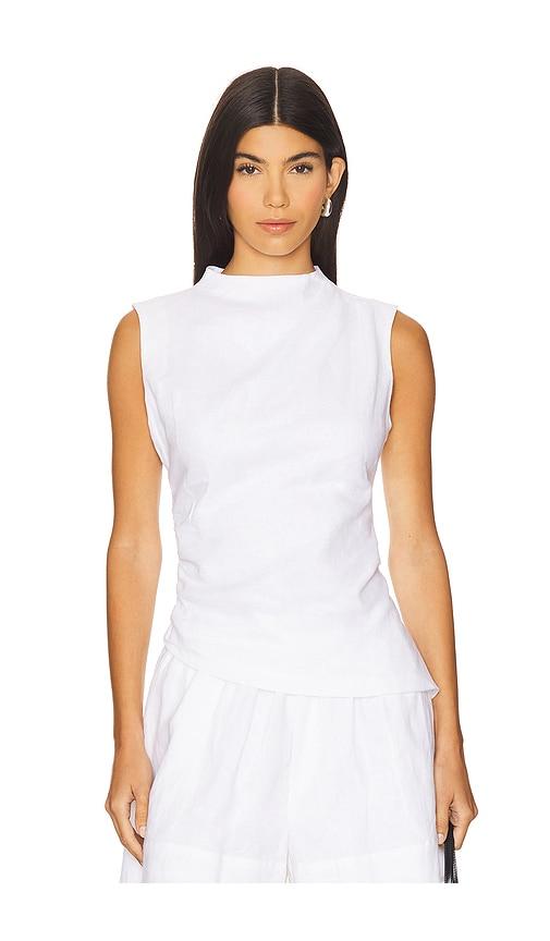 aexae linen ruched top in white.