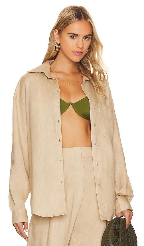 aexae linen woven shirt in beige.