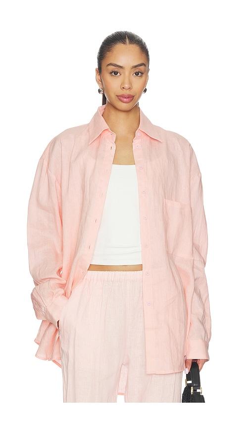 aexae linen woven shirt in pink.
