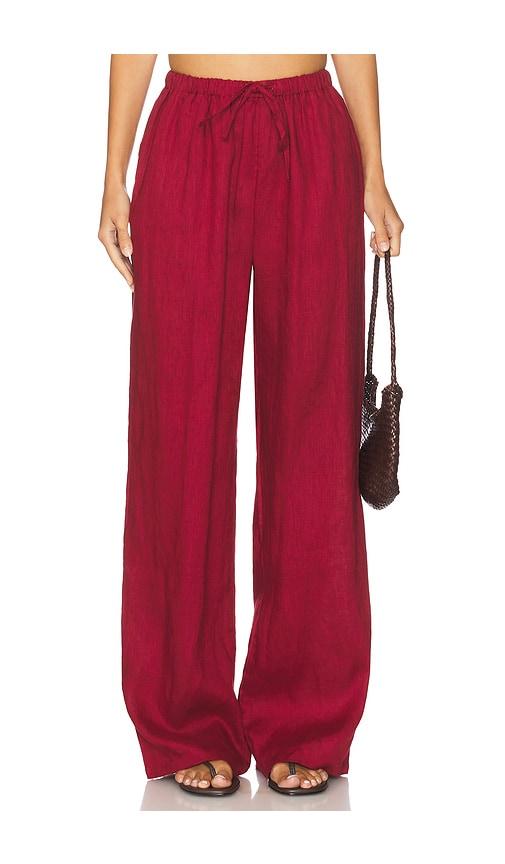 aexae x revolve drawstring pant in burgundy.