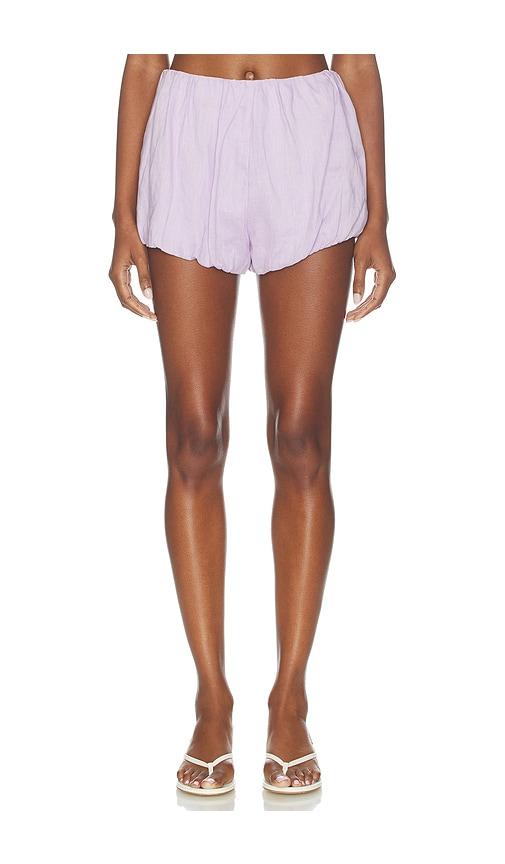 aexae x revolve linen balloon short in lavender.