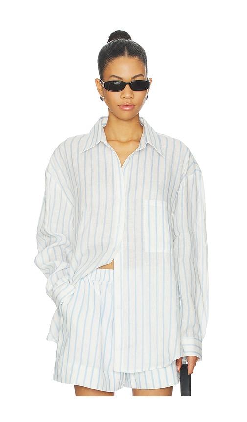 aexae x revolve linen woven shirt in white.