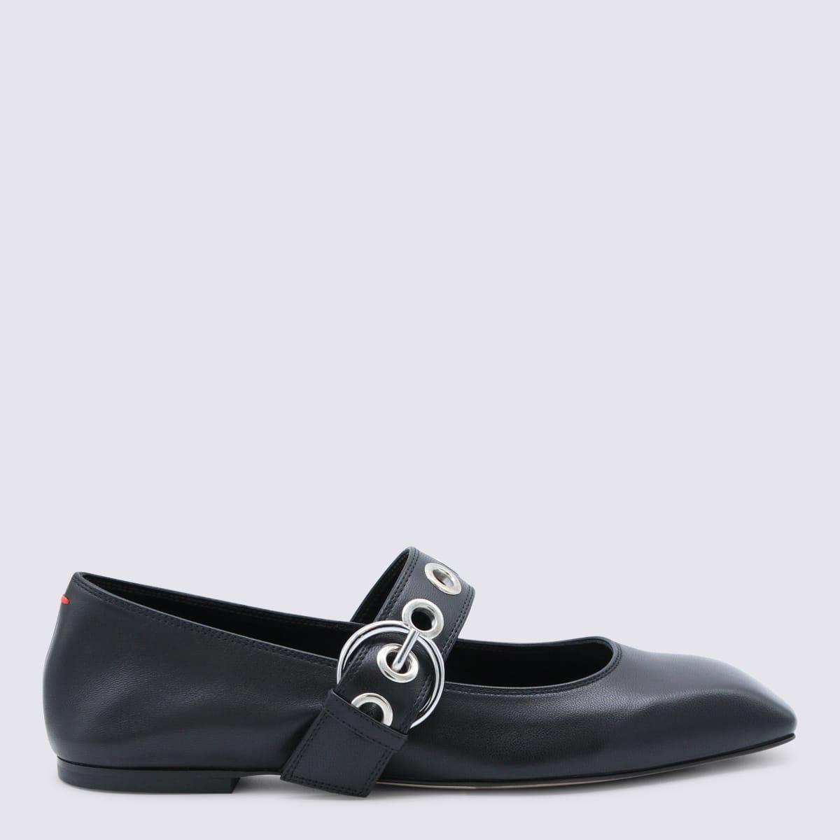aeyde black leather flats