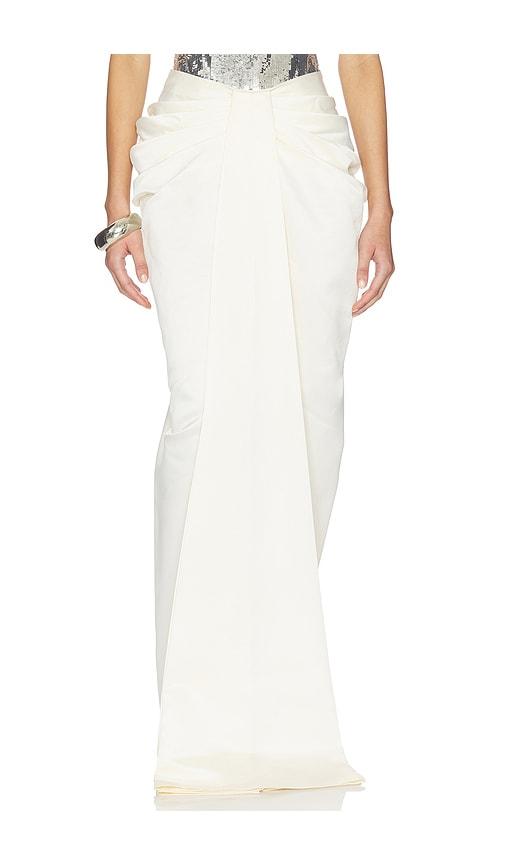 afew rahul mishra draped cowl skirt in ivory.