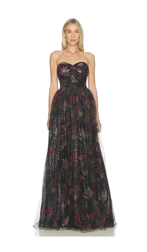 afew rahul mishra rahul mishra plantopia gown in black.
