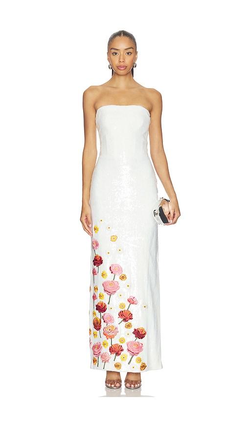 afew rahul mishra rahul mishra sequined corset maxi dress in white.