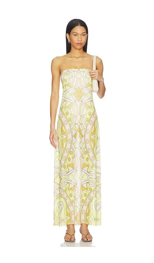 afrm alfie dress in yellow,neutral.