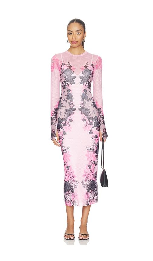 afrm ashland dress in pink,black.