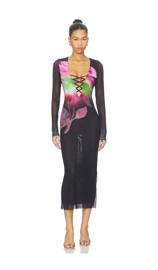 afrm cambria dress in black.