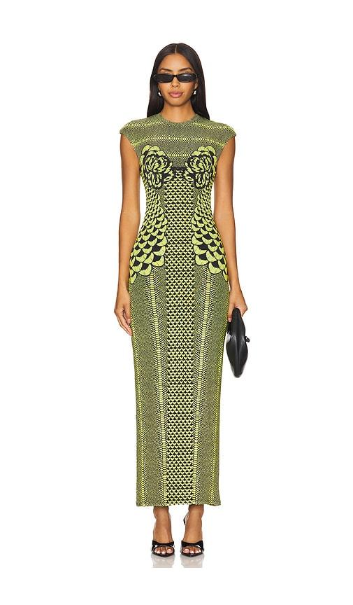 afrm cody maxi dress in green.