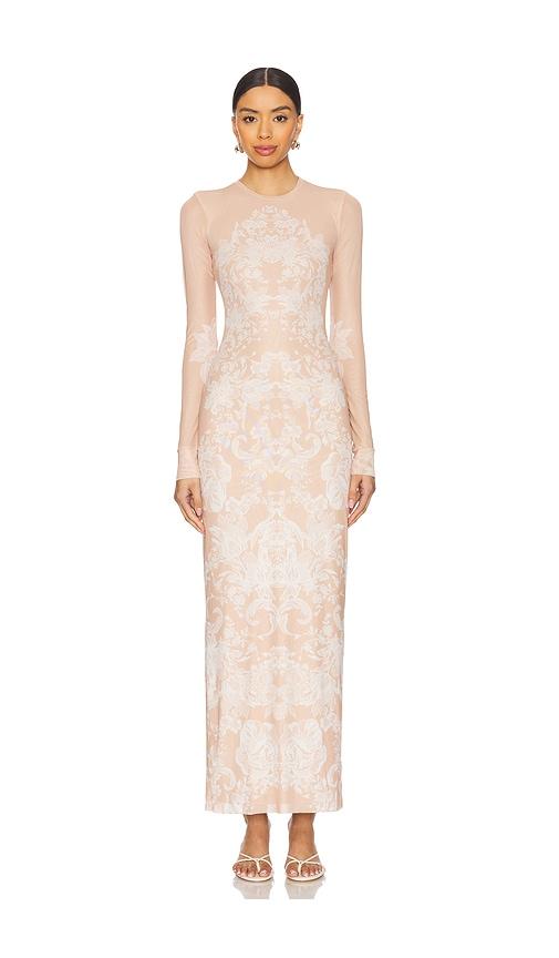 afrm didi maxi dress in beige.