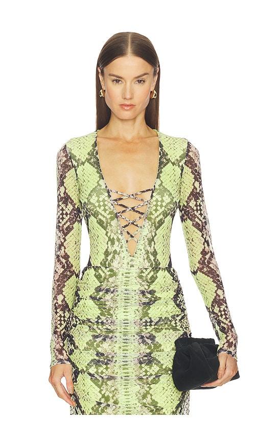 afrm eaton bodysuit in yellow.