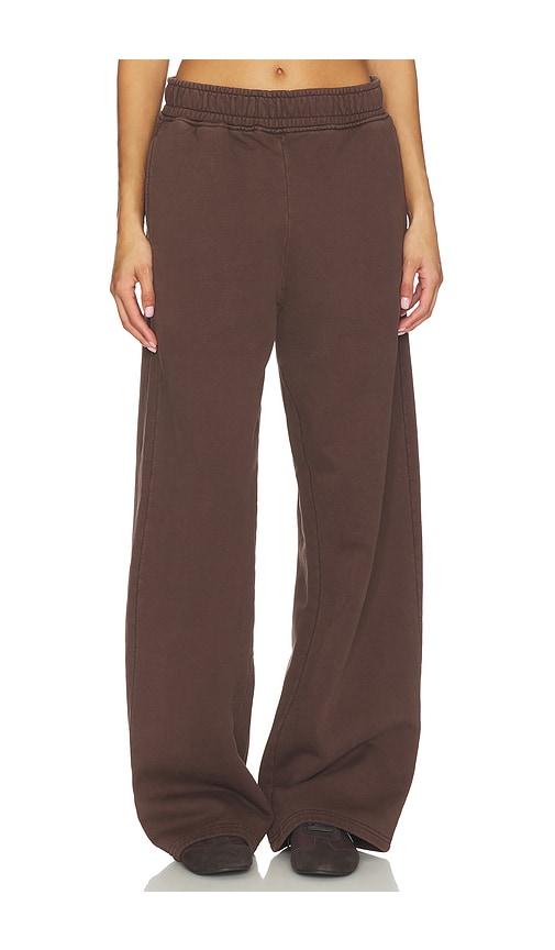 afrm finely straight sweatpant in brown.