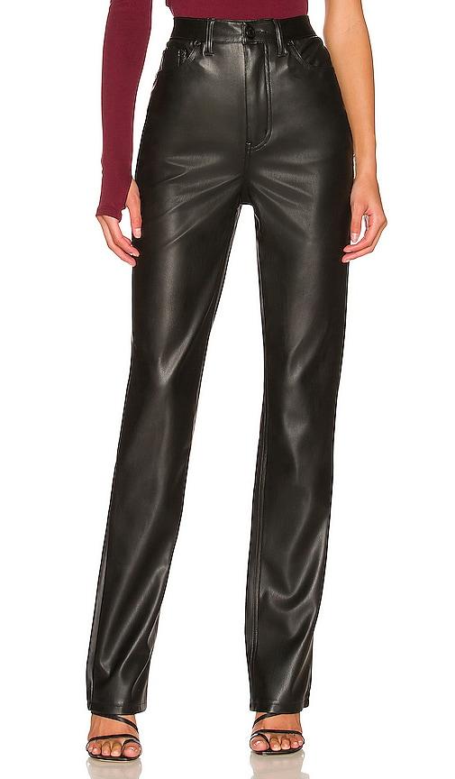 afrm heston faux leather pant in black.