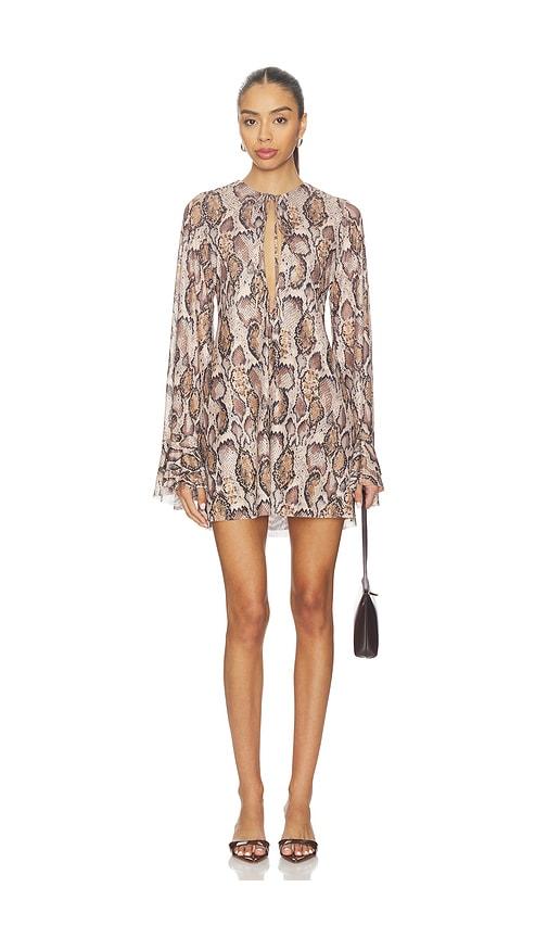 afrm kori dress in beige.
