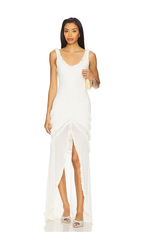 afrm landa dress in white.