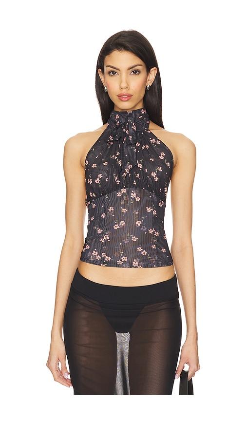 afrm lune top in black.
