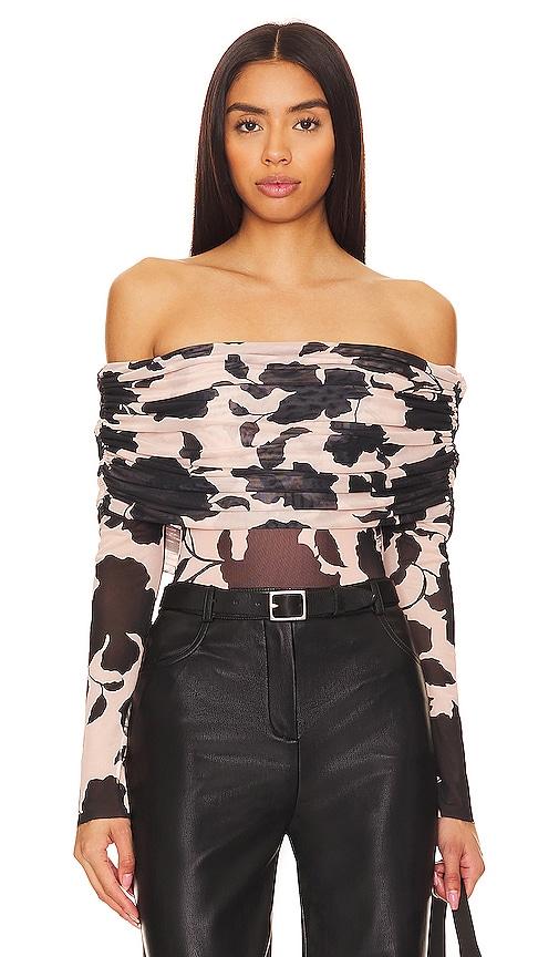 afrm maxine bodysuit in tan.