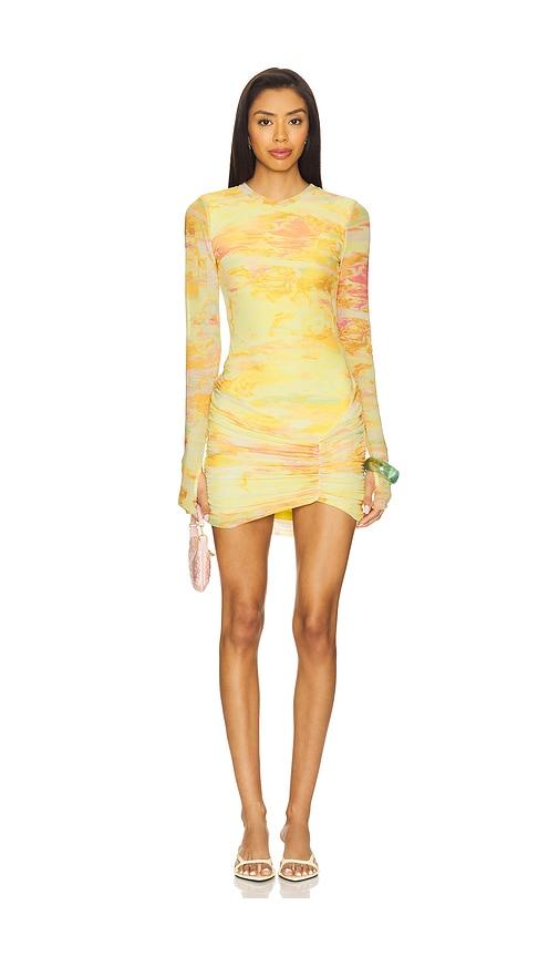 afrm mirza mini dress in yellow.