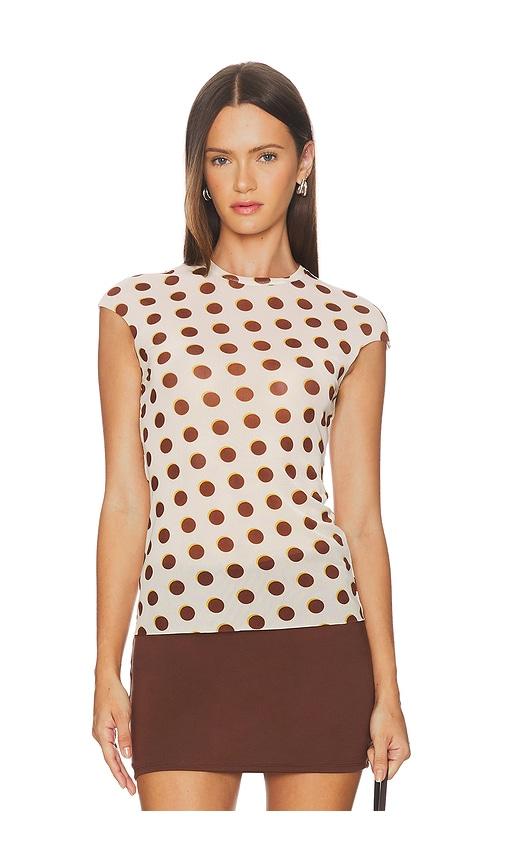 afrm nina top in cream,brown.