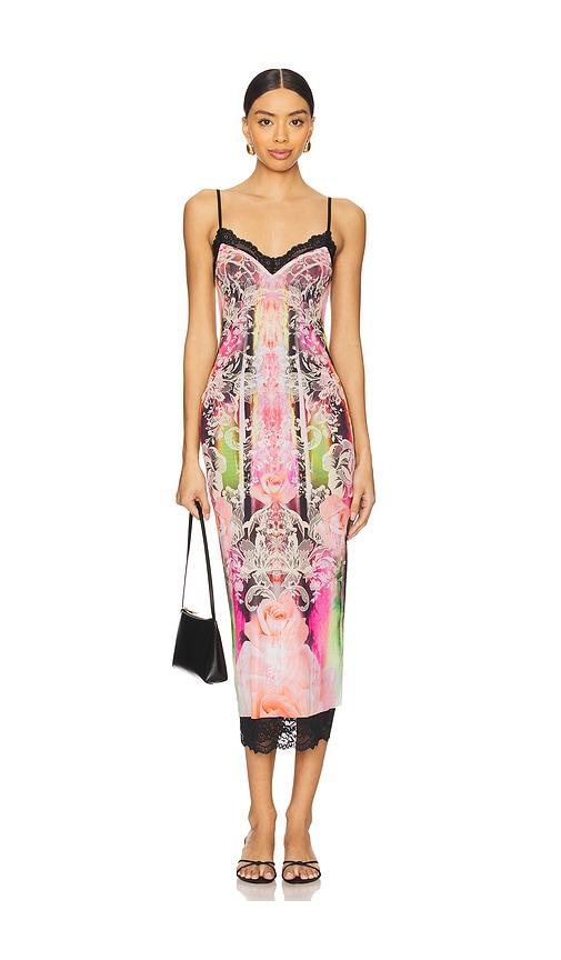 afrm nissa midi dress in pink.