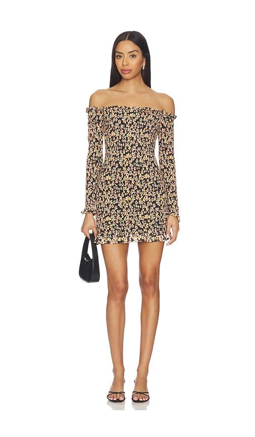 afrm peck dress in black.