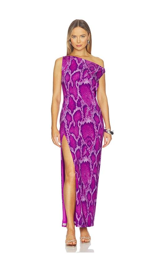 afrm saffron dress in purple.